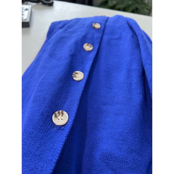 Nina Leonard Balloon Sleeve Belted Sweater Dress Plus Size 2X Deep Sapphire Knit - Picture 5 of 6